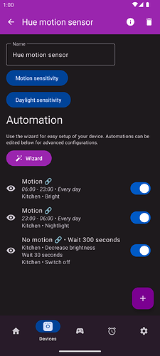 Screenshot - motion sensor automation split by time/day